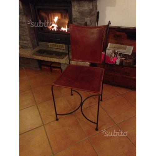 Sedie pelle/ferro battuto